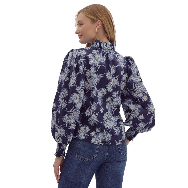 Entro Womens Navy Print Top