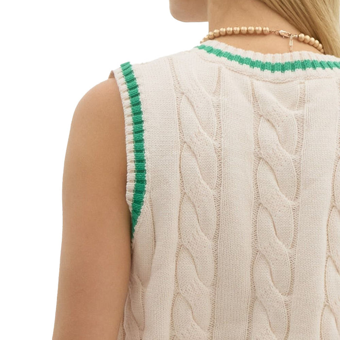Entro Women's Ecru Cable Knit Sweater Vest
