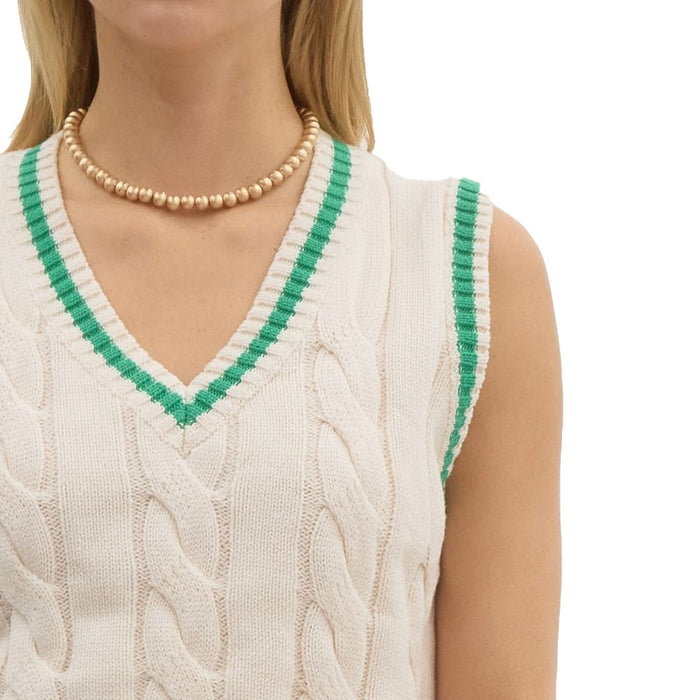 Entro Women's Ecru Cable Knit Sweater Vest