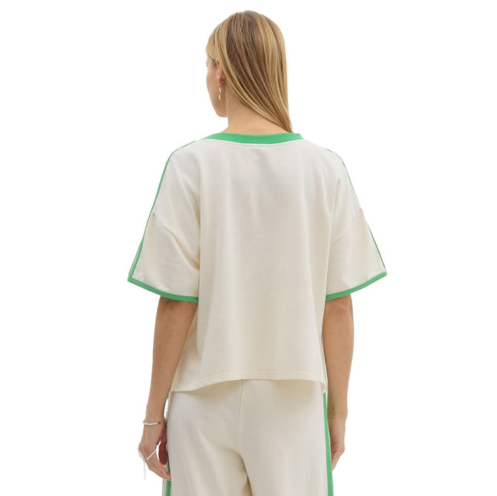 Entro Womens Cream French Terry Oversized Top