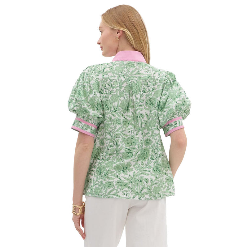 Entro Womens Green Print Top