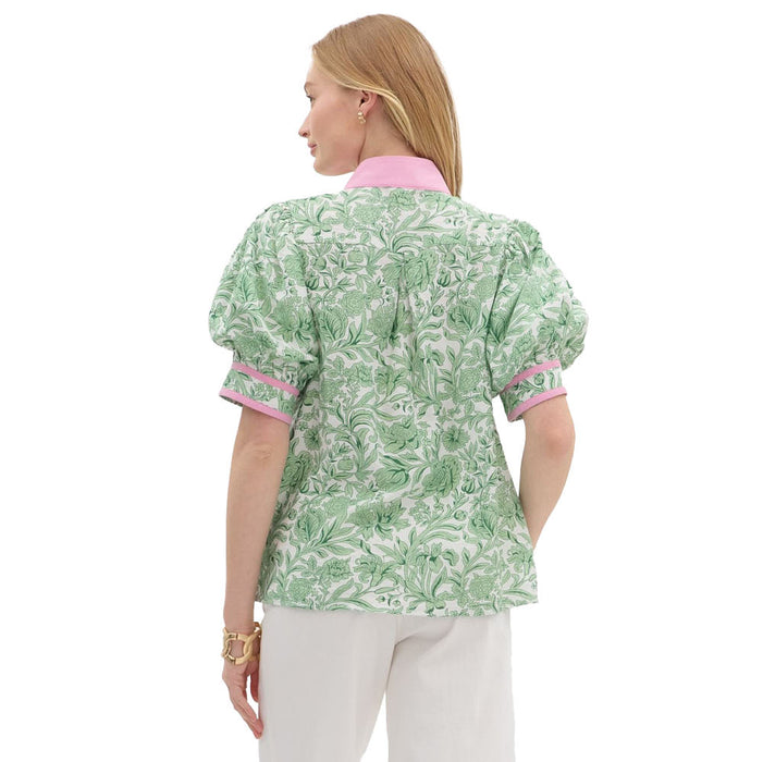 Entro Womens Green Print Top