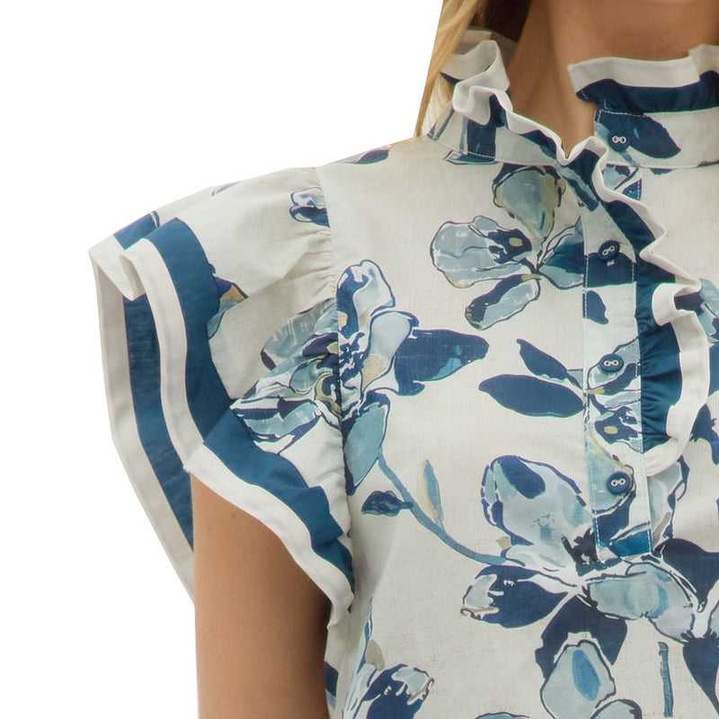 Entro Women's Navy Floral Print Top