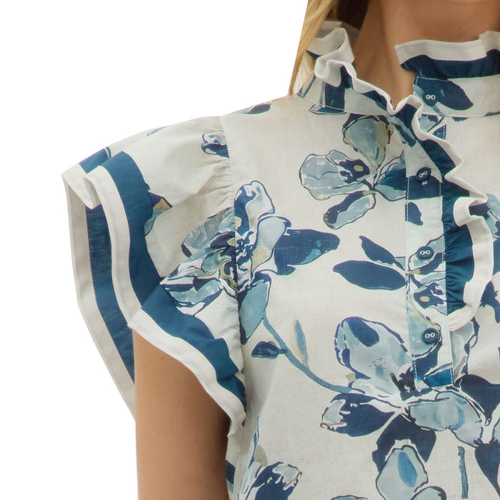Entro Women's Navy Floral Print Top