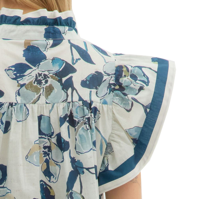 Entro Women's Navy Floral Print Top