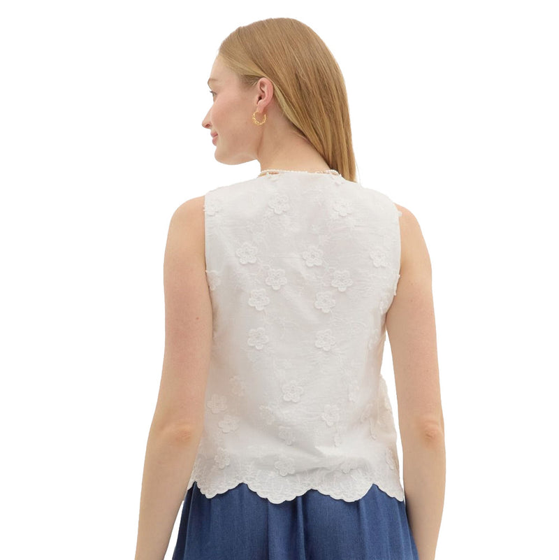 Entro Women's White Floral Embroidered Top