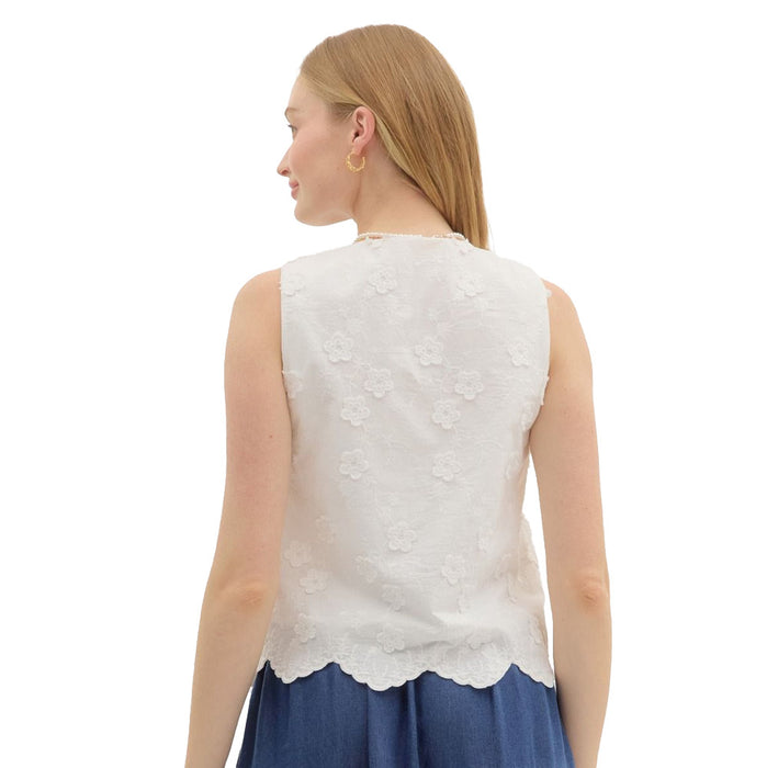 Entro Women's White Floral Embroidered Top