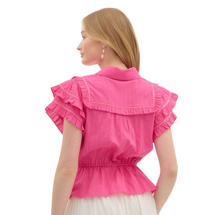 Entro Women's Pink Ruffle Top