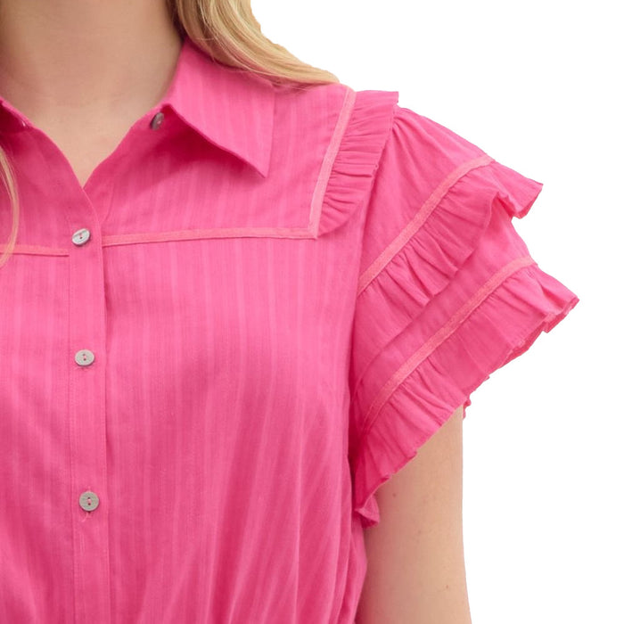 Entro Women's Pink Ruffle Top