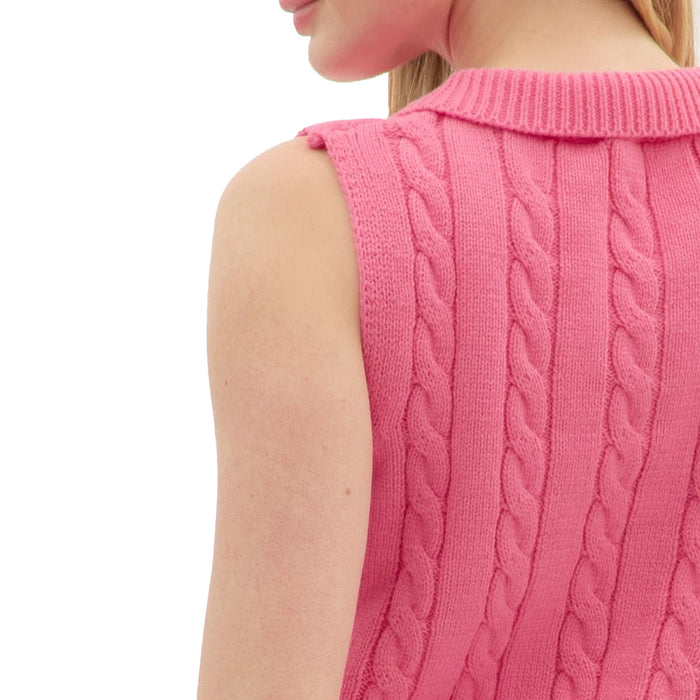 Entro Women's Pink Cable Knit Sleeveless Top