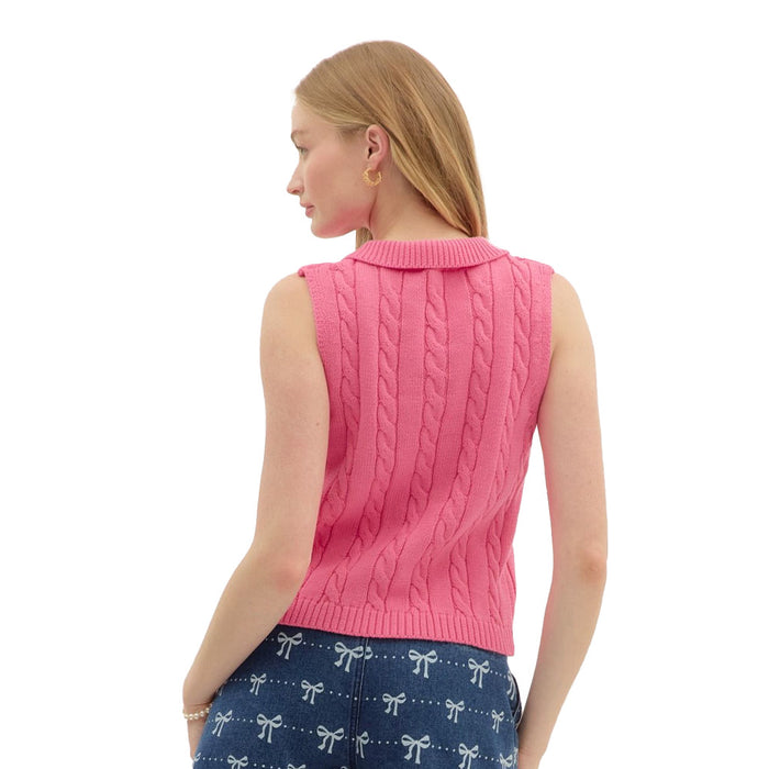 Entro Women's Pink Cable Knit Sleeveless Top