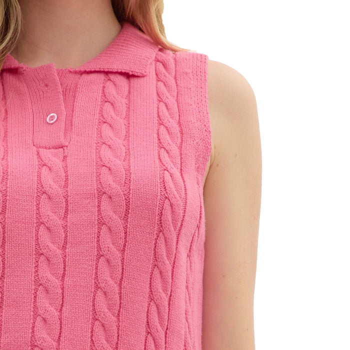 Entro Women's Pink Cable Knit Sleeveless Top