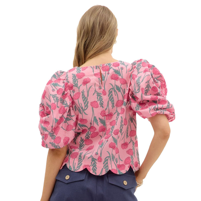 Entro Women's Pink Floral Drape Short Sleeve Top