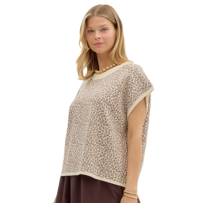 Entro Women's Ecru Leopard Print Top