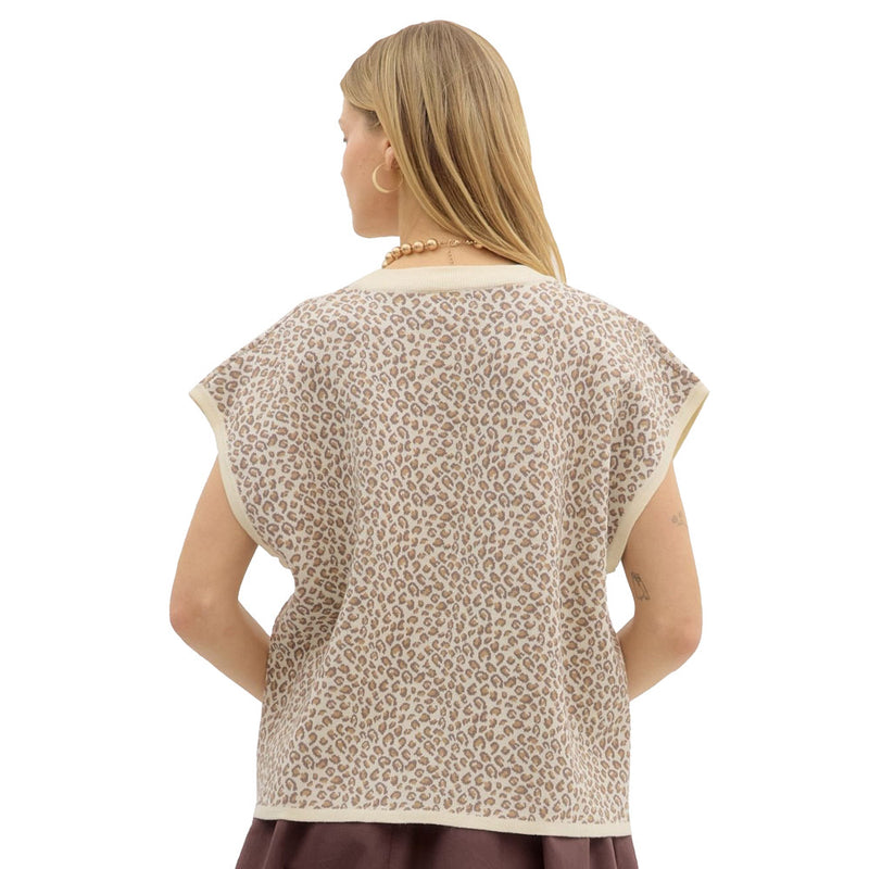 Entro Women's Ecru Leopard Print Top
