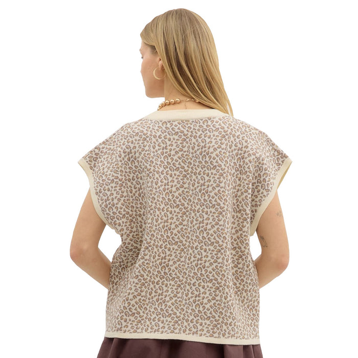 Entro Women's Ecru Leopard Print Top