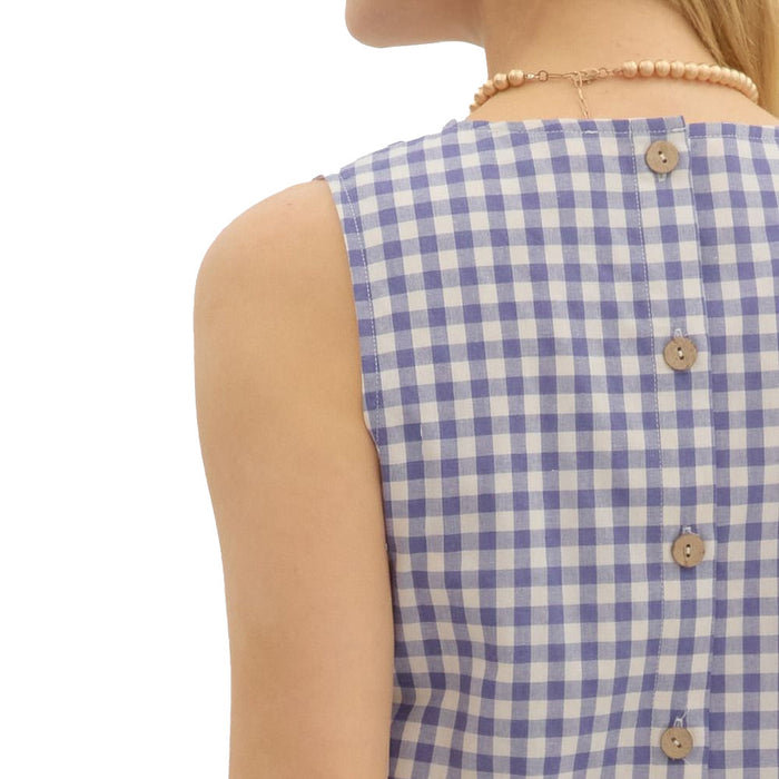 Entro Women's Chambray Gingham Sleeveless Top