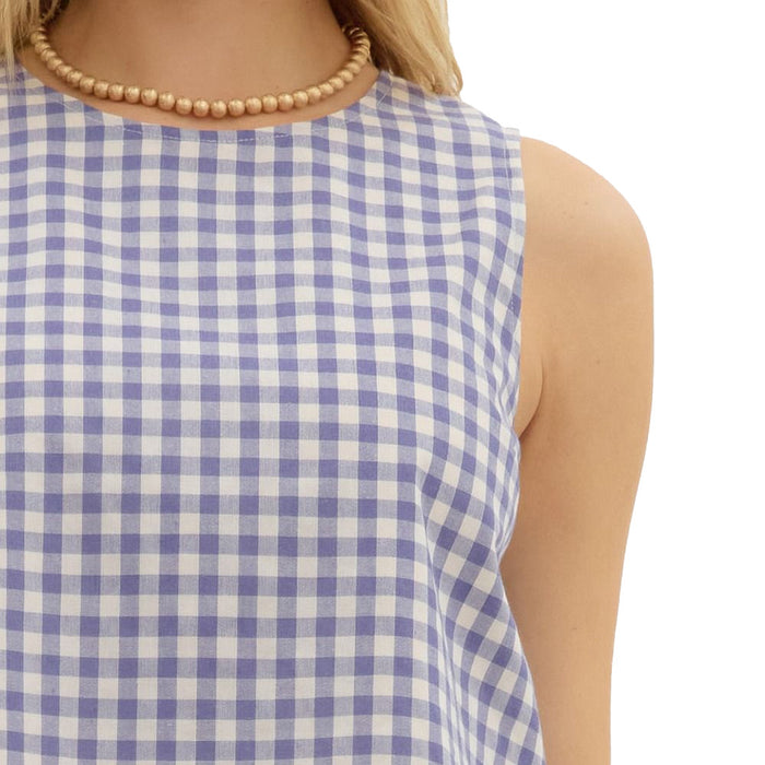 Entro Women's Chambray Gingham Sleeveless Top