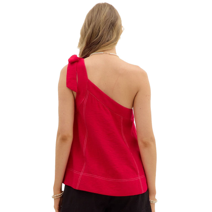 Entro Women's Red One Shoulder Top