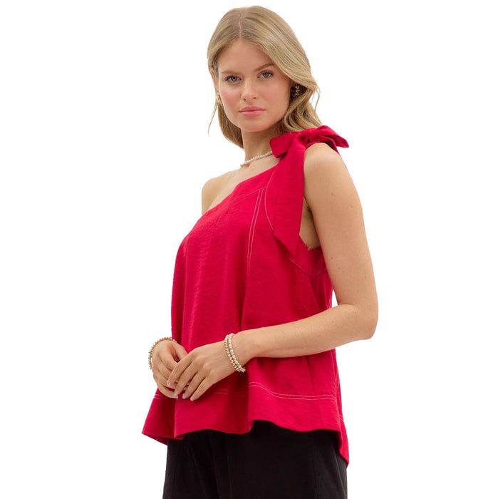Entro Women's Red One Shoulder Top