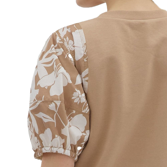 Entro Women's Camel Floral Sleeve Top