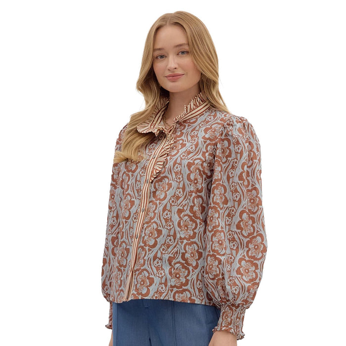 Entro Women's Camel Print Long Sleeve Top