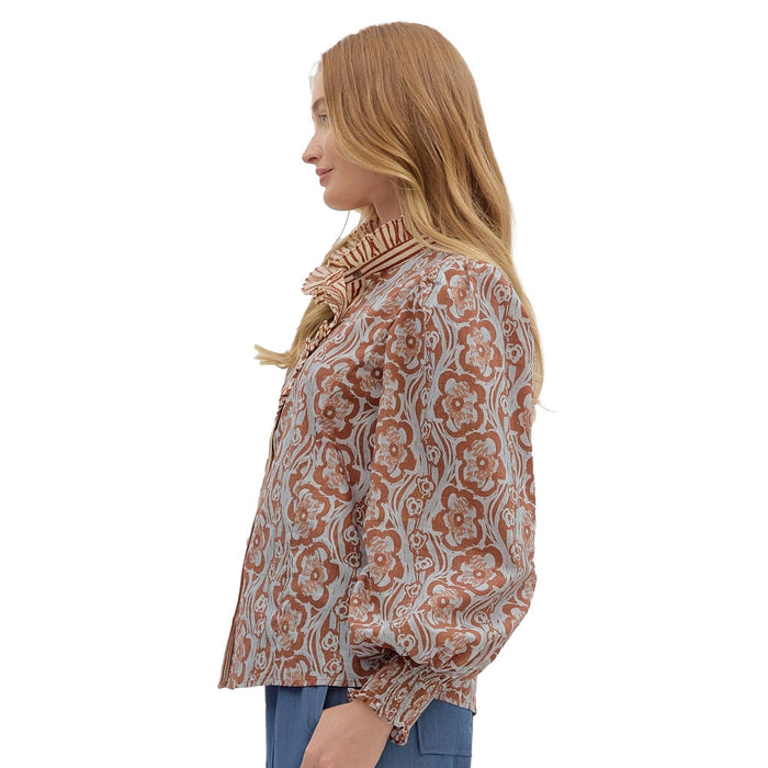 Entro Women's Camel Print Long Sleeve Top