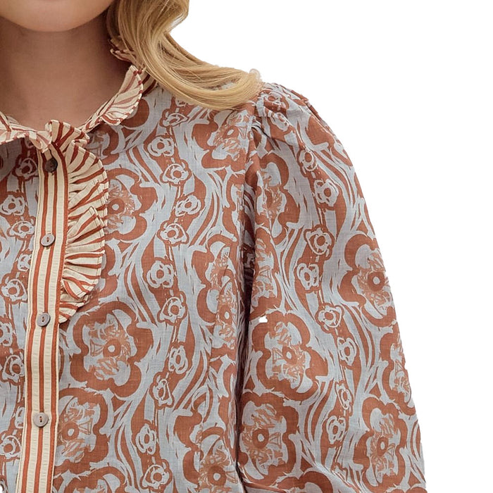 Entro Women's Camel Print Long Sleeve Top