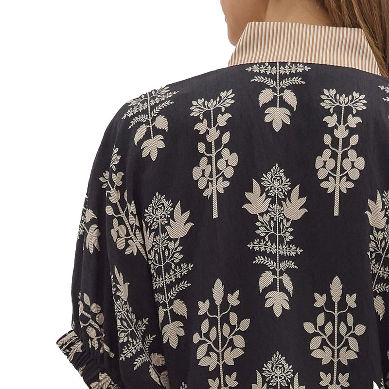 Entro Women's Black & White Print Short Sleeve Top