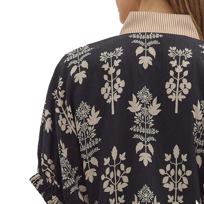 Entro Women's Black & White Print Short Sleeve Top