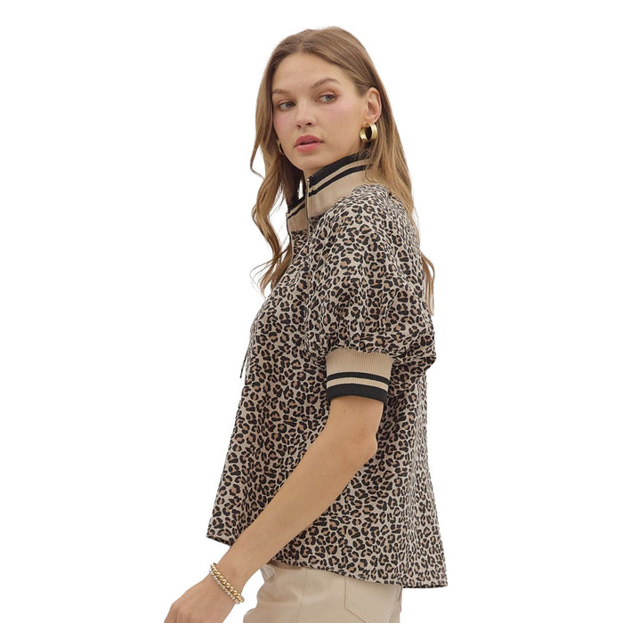 Entro Women's Taupe Puff Sleeve Top