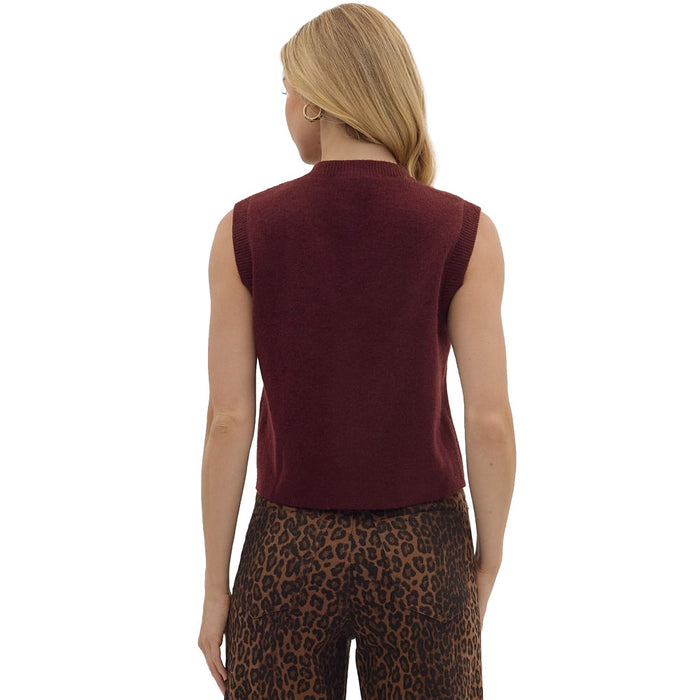 Entro Women's Wine Sweater Vest with Pockets