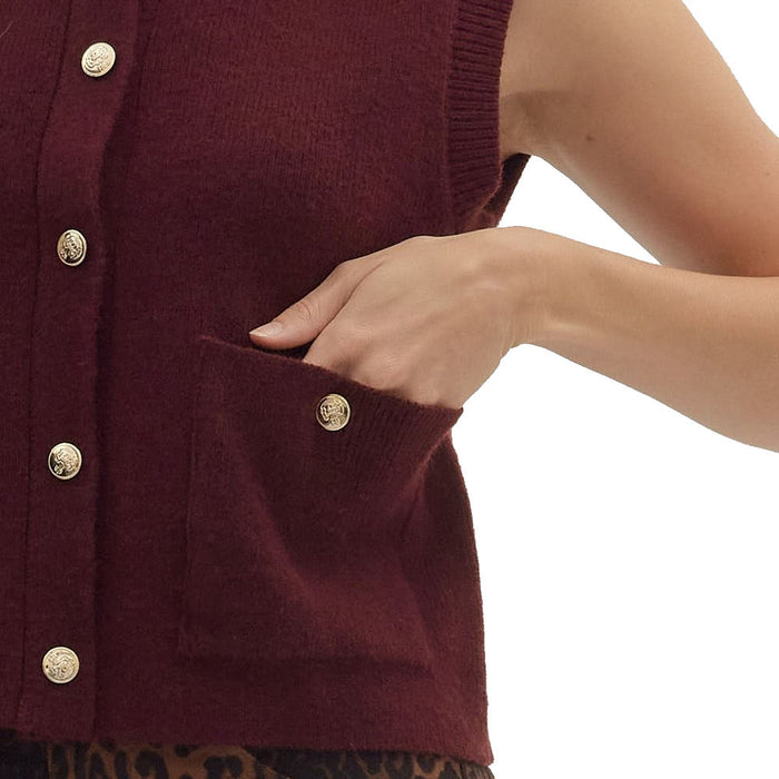 Entro Women's Wine Sweater Vest with Pockets