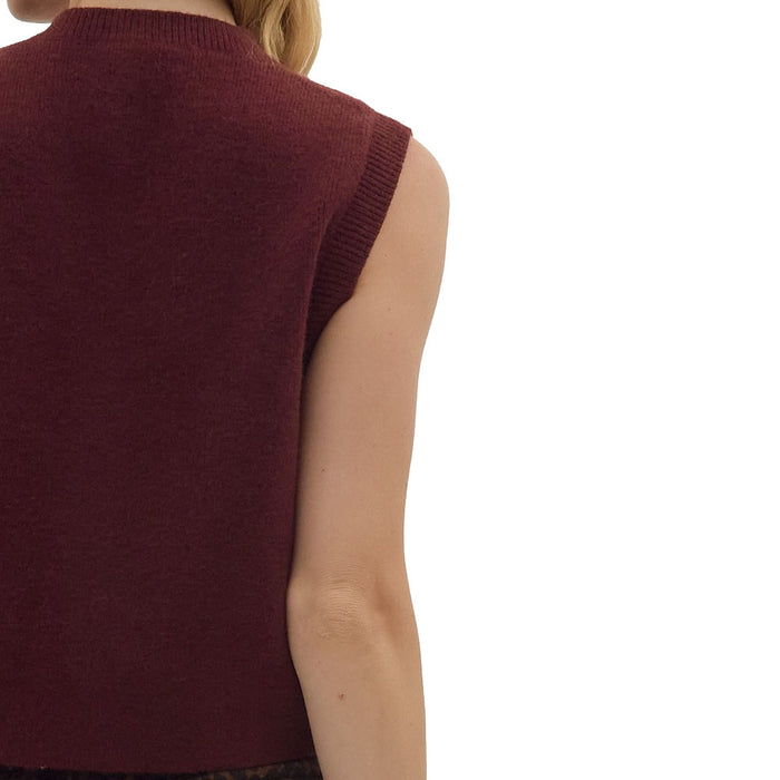 Entro Women's Wine Sweater Vest with Pockets