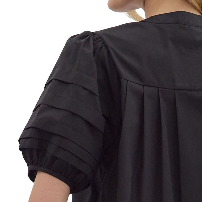 Entro Women's Black Pleated Top