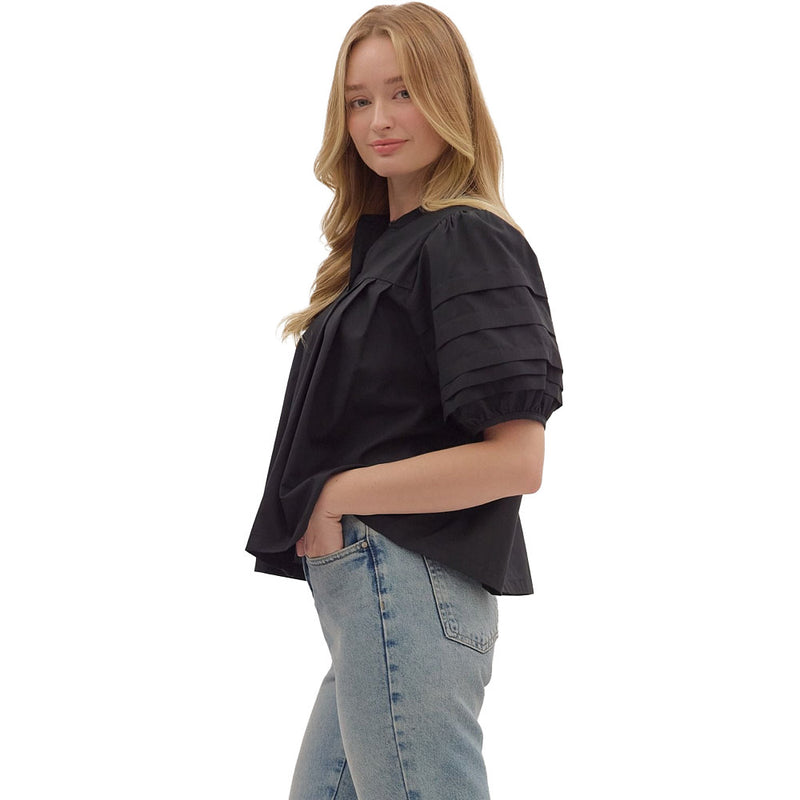 Entro Women's Black Pleated Top