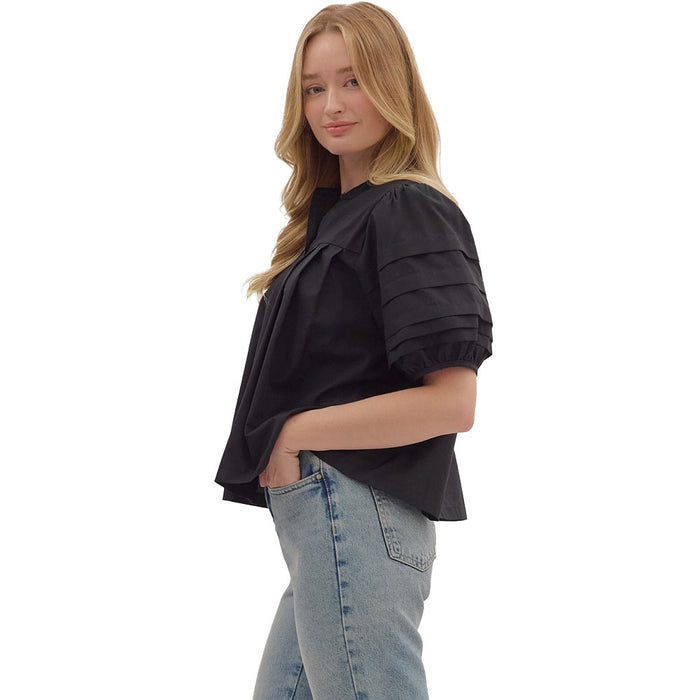 Entro Women's Black Pleated Top