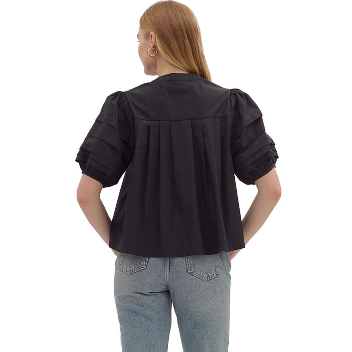 Entro Women's Black Pleated Top