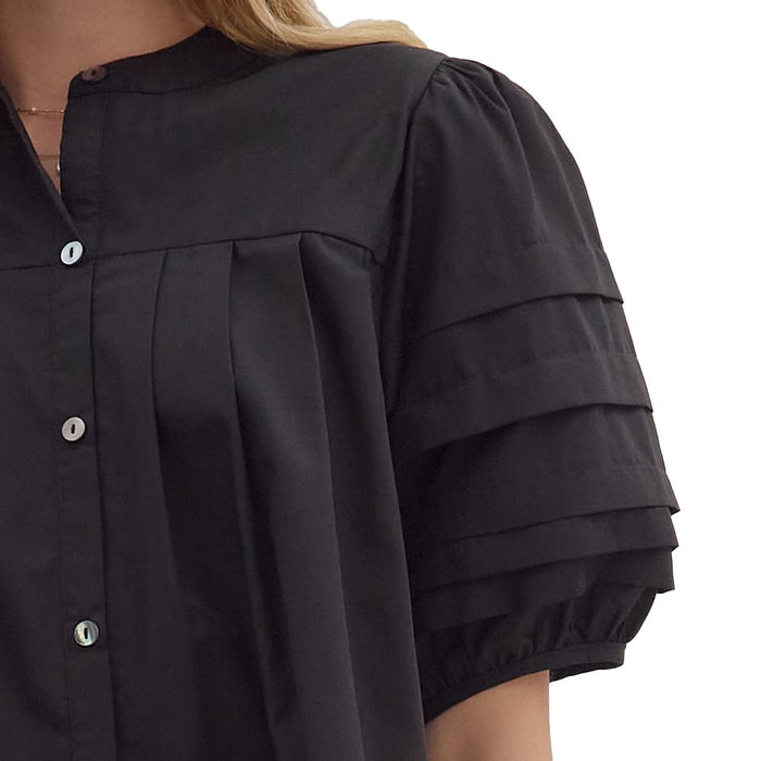 Entro Women's Black Pleated Top