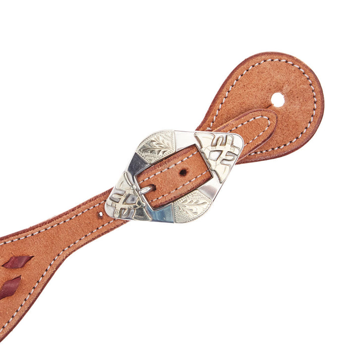 Tomahawk Spur Strap Shaped Roughout with Buckstitch