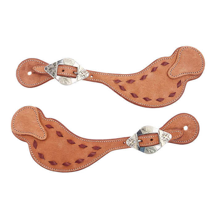 Tomahawk Spur Strap Shaped Roughout with Buckstitch