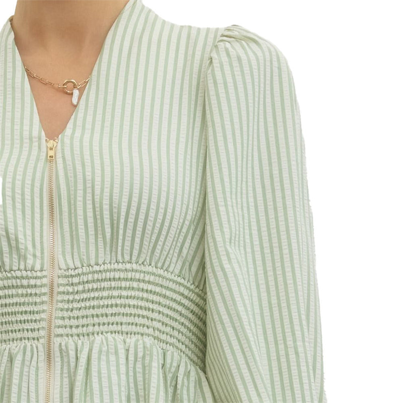 Entro Women's Sage Stripe Zip Up Top