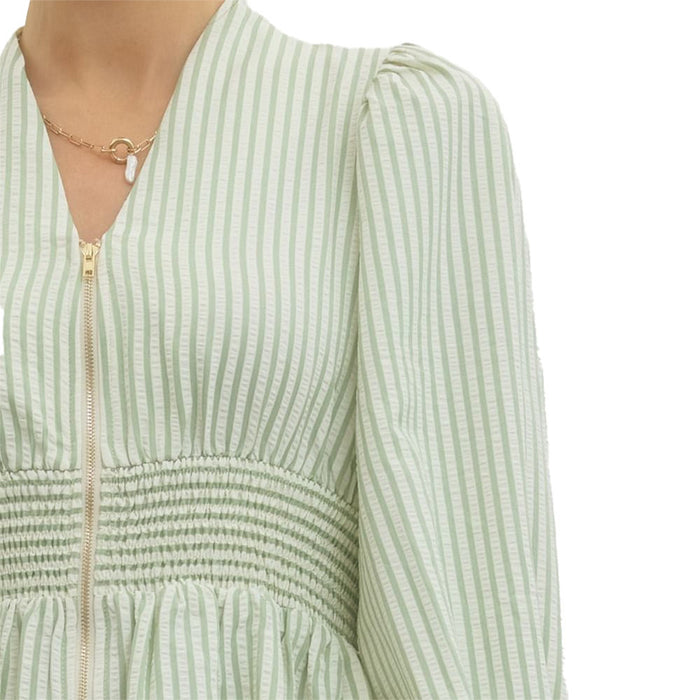 Entro Women's Sage Stripe Zip Up Top