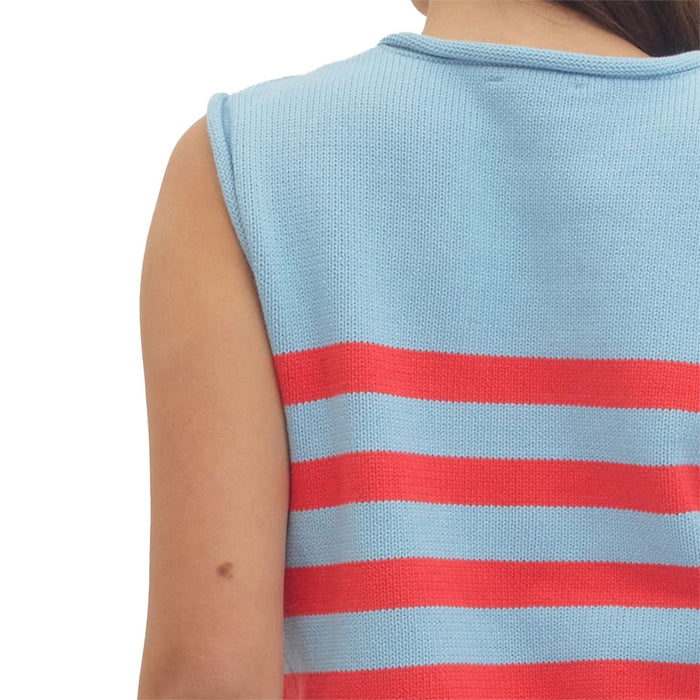 Entro Women's Blue Striped Sleeveless Top