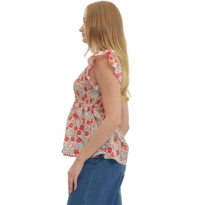 Entro Women's Red Flutter Sleeve Top