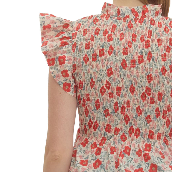 Entro Women's Red Flutter Sleeve Top