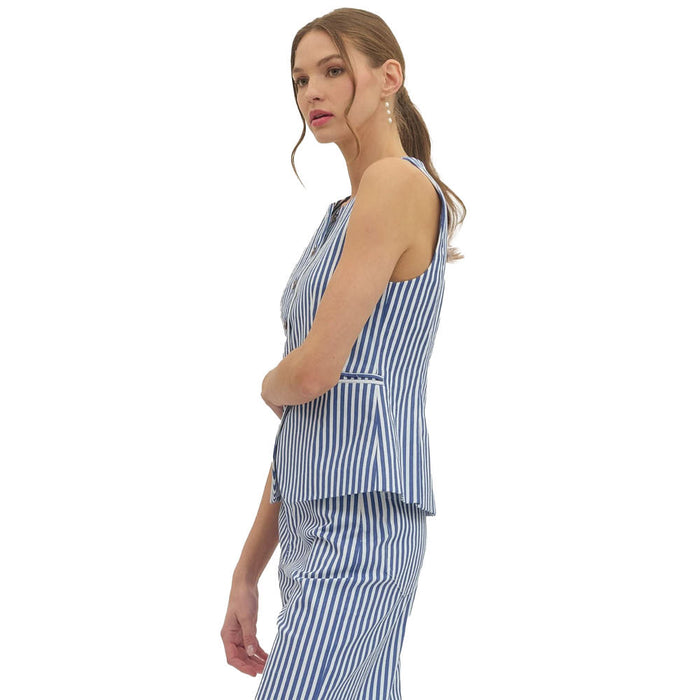Entro Women's Denim Striped Sleeveless Top