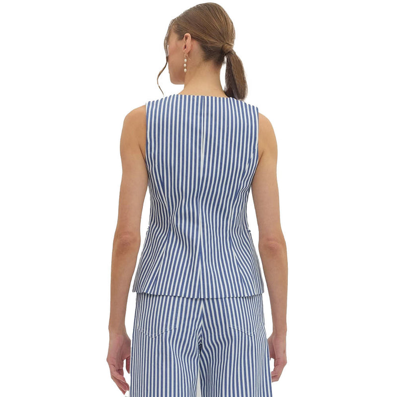 Entro Women's Denim Striped Sleeveless Top