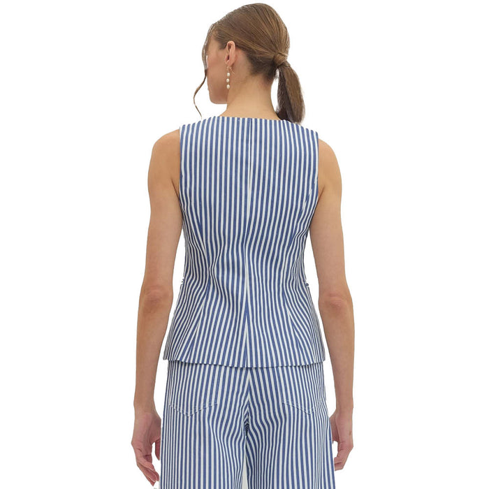 Entro Women's Denim Striped Sleeveless Top