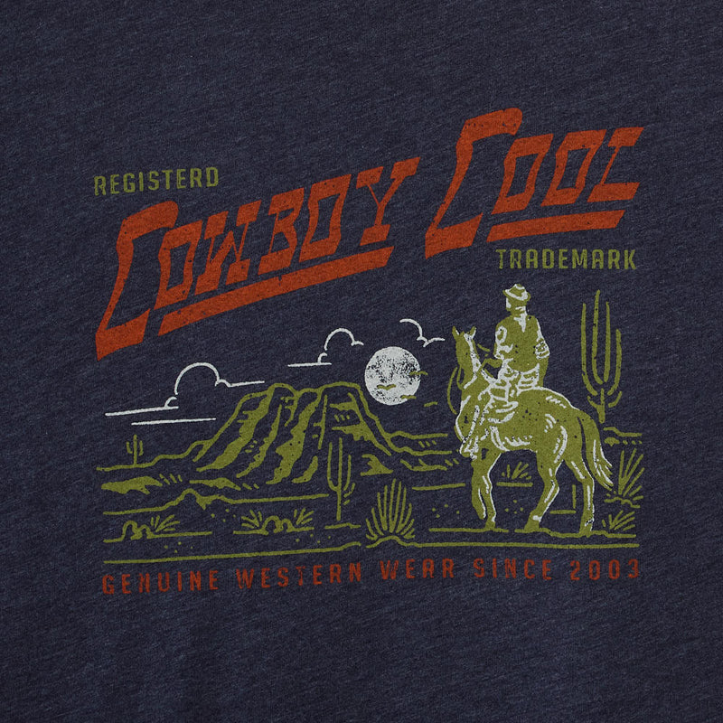Cowboy Cool Mens Navy Trademark Short Sleeve T-Shirt